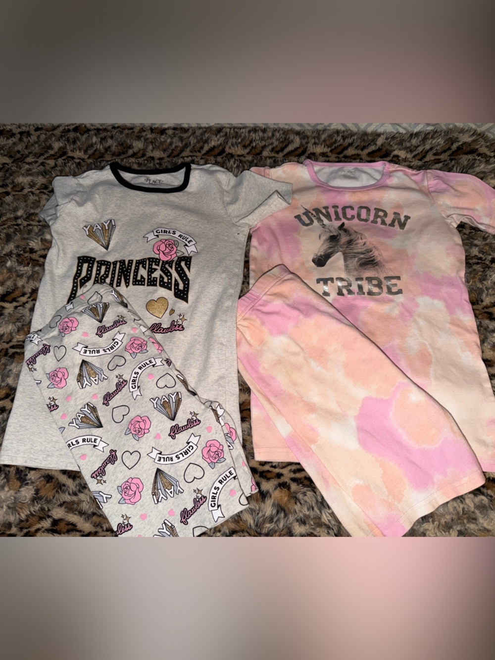 Girls' Pink & Gray Unicorn and Princess Pajama Set from TCP